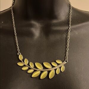 Elegant Silver and Yellow Leaf Necklace